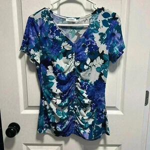 Turquoise and purple CALVIN KLEIN floral dress top